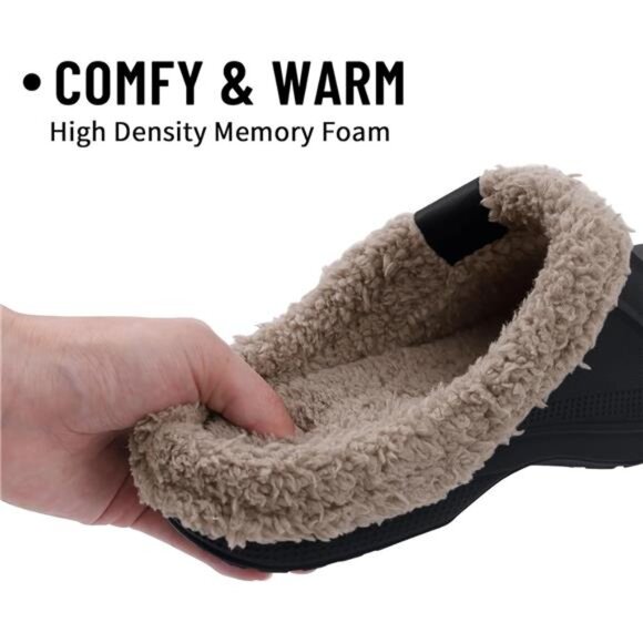 Classic Fur Lined Clogs Waterproof Winter Fuzzy Slippers for Women Men - Picture 3 of 7